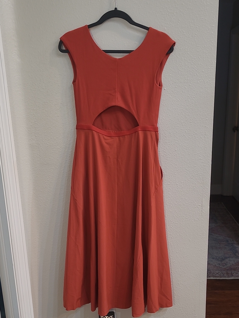 Athleta Sleeveless V-Neck Midi Dress in Burnt Orange Size Small - Picture 4 of 9